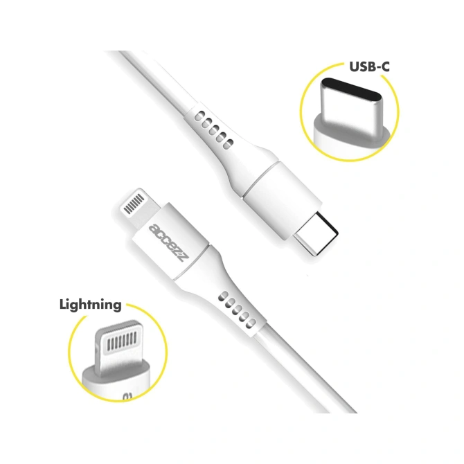 Accezz Lightning naar USB-C kabel - MFi certificering - 1 meter - Wit