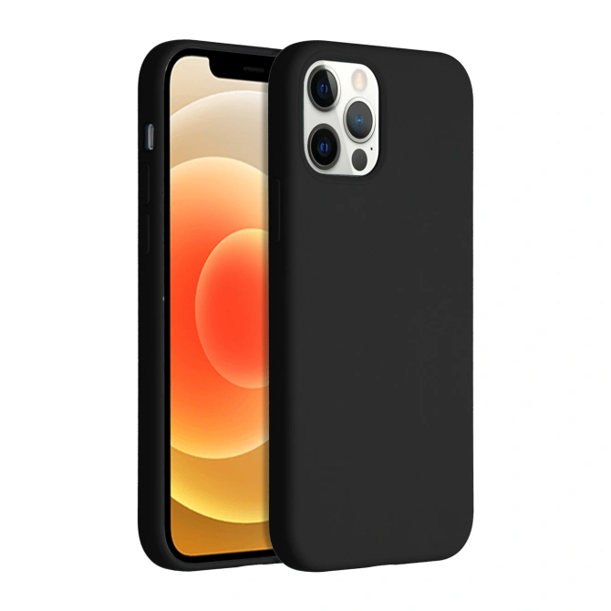 Accezz Liquid Silicone Backcover Apple iPhone 12 (Pro) - Zwart