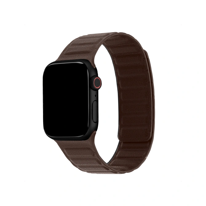 Accezz Magnetisch echt lederen bandje Apple Watch | 38/40/41/42 mm - Chocolate Brown