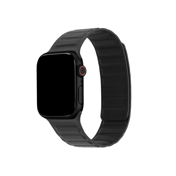 Accezz Magnetisch echt lederen bandje Apple Watch | 38/40/41/42 mm - Zwart