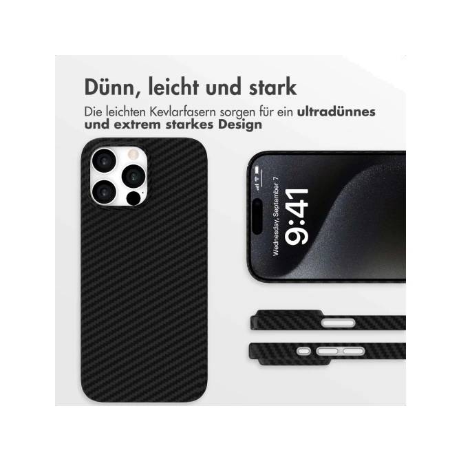 Accezz MagSafe Kevlar® Backcover Apple iPhone 15 Pro Max - Zwart