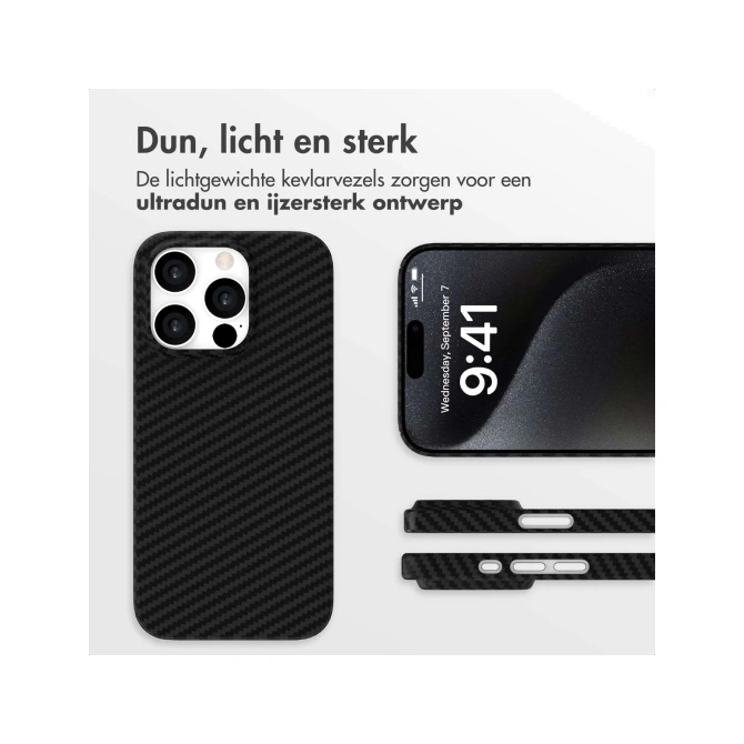 Accezz MagSafe Kevlar® Backcover Apple iPhone 15 Pro - Zwart