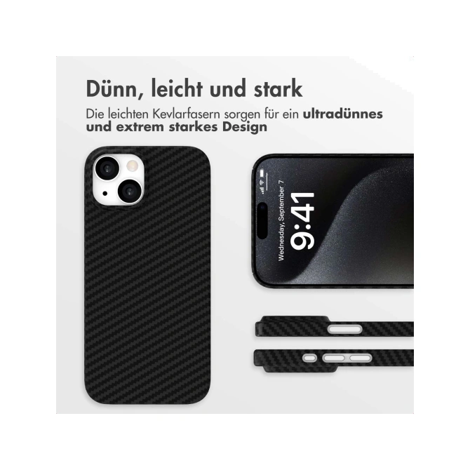 Accezz MagSafe Kevlar® Backcover Apple iPhone 15 - Zwart