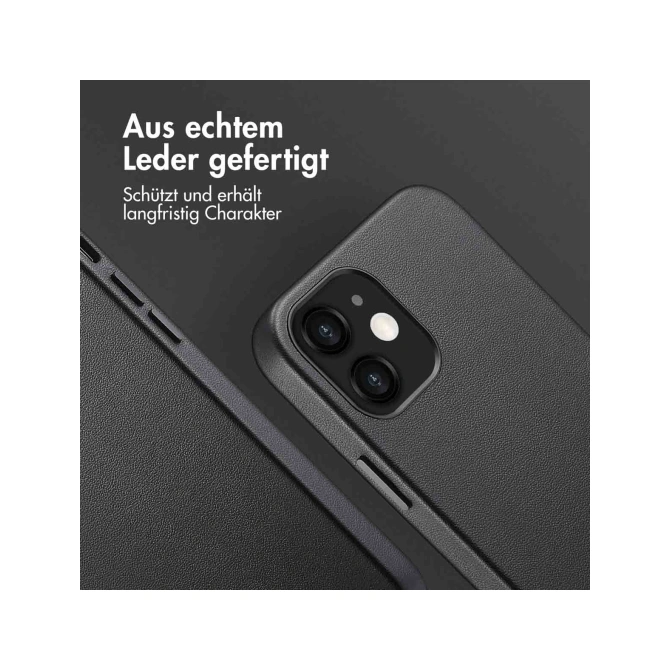 Accezz MagSafe Leather Backcover Apple iPhone 12 (Pro) - Onyx Black