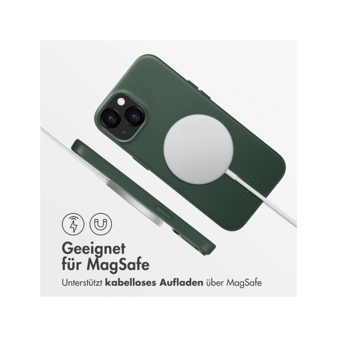 Accezz MagSafe Leather Backcover Apple iPhone 13 - Cedar Green