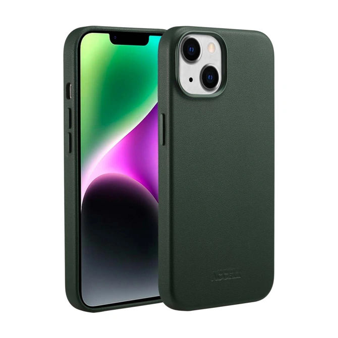 Accezz MagSafe Leather Backcover Apple iPhone 14 - Cedar Green