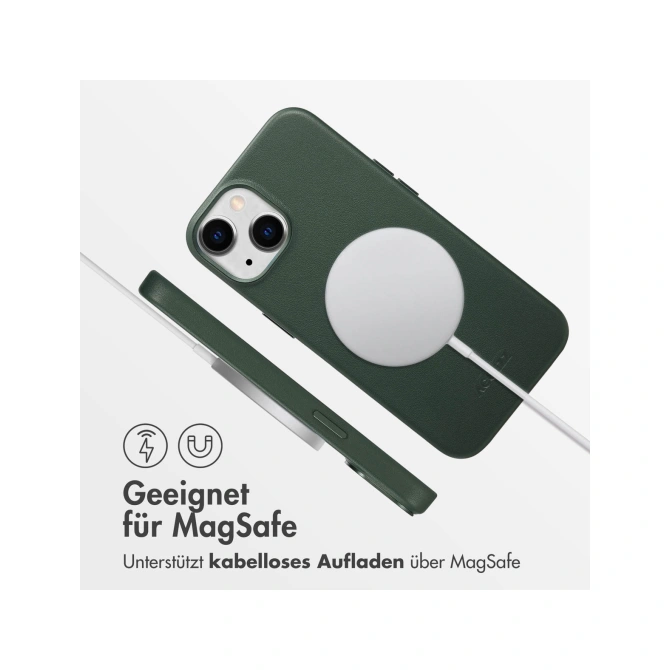 Accezz MagSafe Leather Backcover Apple iPhone 14 - Cedar Green