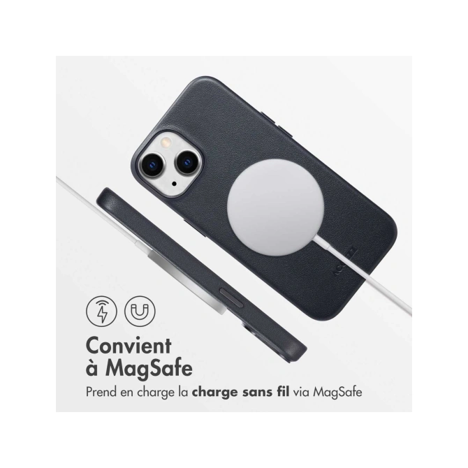 Accezz MagSafe Leather Backcover Apple iPhone 14 - Onyx Black