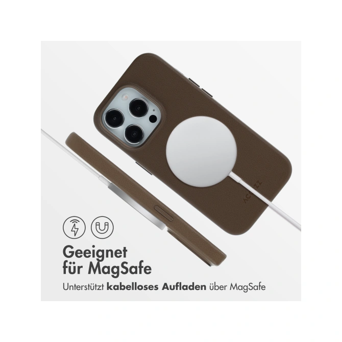 Accezz MagSafe Leather Backcover Apple iPhone 14 Pro - Coffee Brown