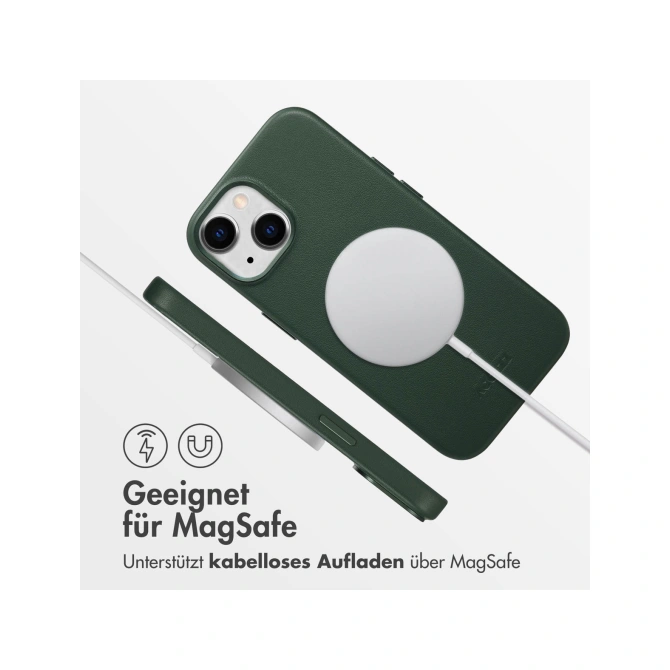 Accezz MagSafe Leather Backcover Apple iPhone 15 - Cedar Green
