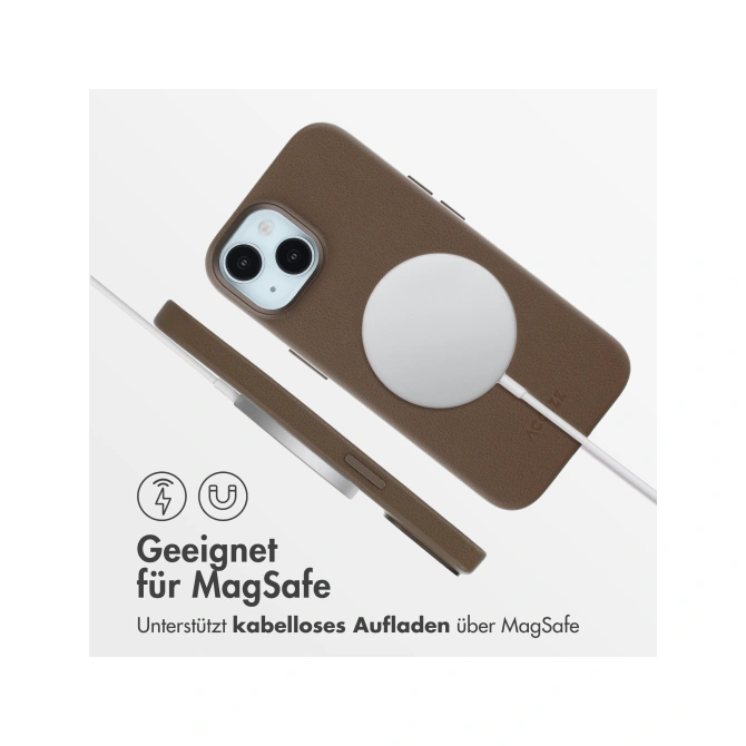 Accezz MagSafe Leather Backcover Apple iPhone 15 - Coffee Brown