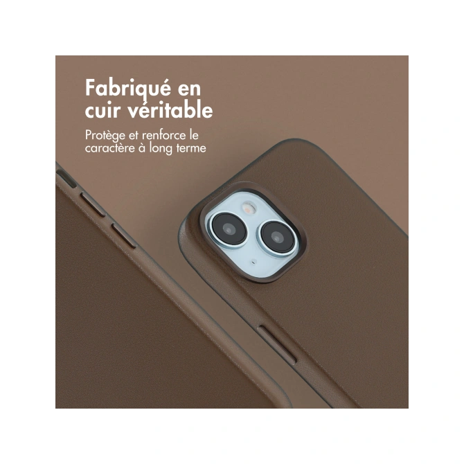 Accezz MagSafe Leather Backcover Apple iPhone 15 - Coffee Brown