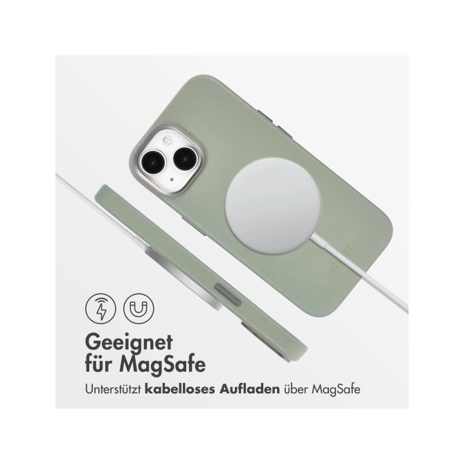 Accezz MagSafe Leather Backcover Apple iPhone 15 - Light Grey