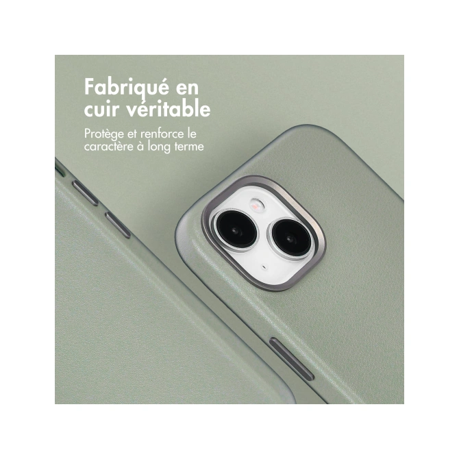 Accezz MagSafe Leather Backcover Apple iPhone 15 - Light Grey