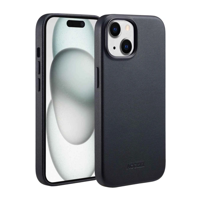 Accezz MagSafe Leather Backcover Apple iPhone 15 - Onyx Black