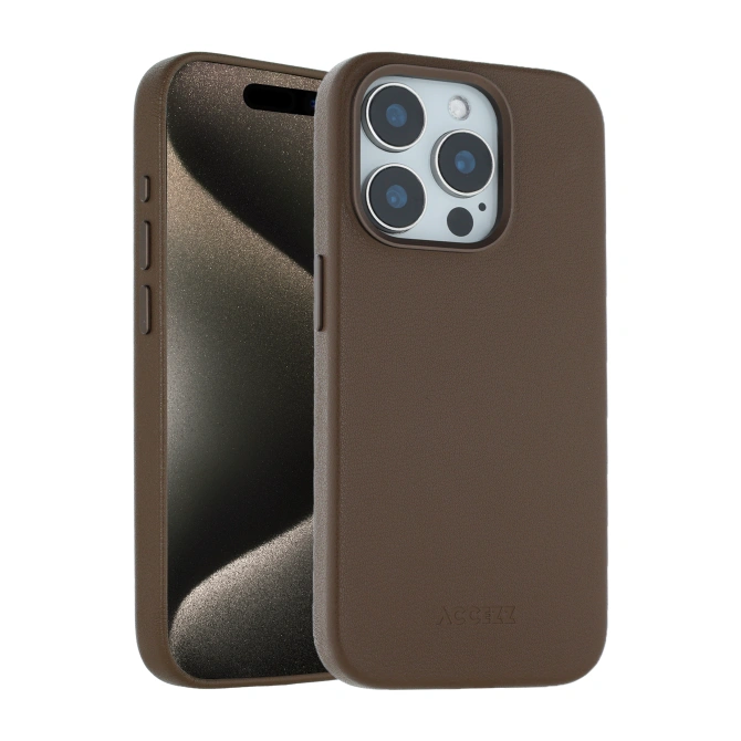 Accezz MagSafe Leather Backcover Apple iPhone 15 Pro - Coffee Brown