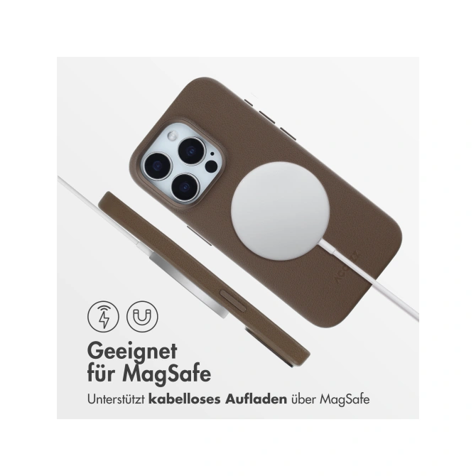 Accezz MagSafe Leather Backcover Apple iPhone 15 Pro - Coffee Brown