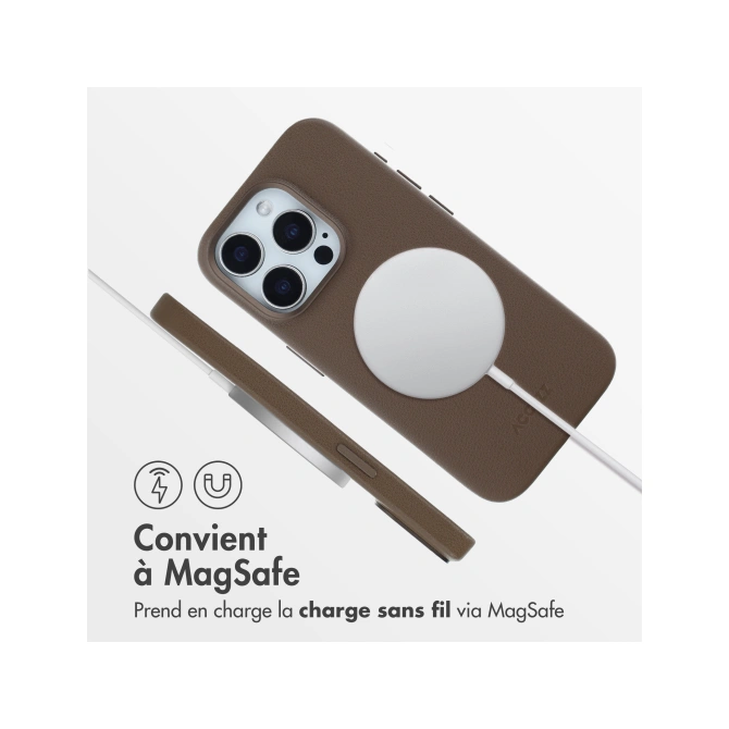 Accezz MagSafe Leather Backcover Apple iPhone 15 Pro - Coffee Brown