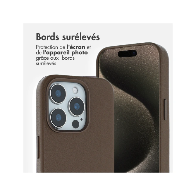 Accezz MagSafe Leather Backcover Apple iPhone 15 Pro - Coffee Brown