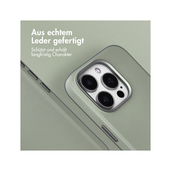 Accezz MagSafe Leather Backcover Apple iPhone 15 Pro - Light Grey