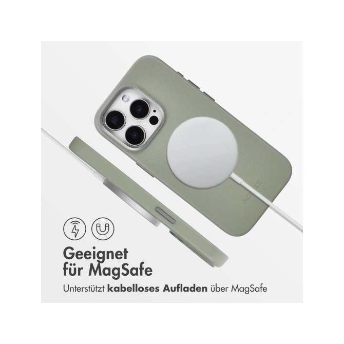 Accezz MagSafe Leather Backcover Apple iPhone 15 Pro - Light Grey