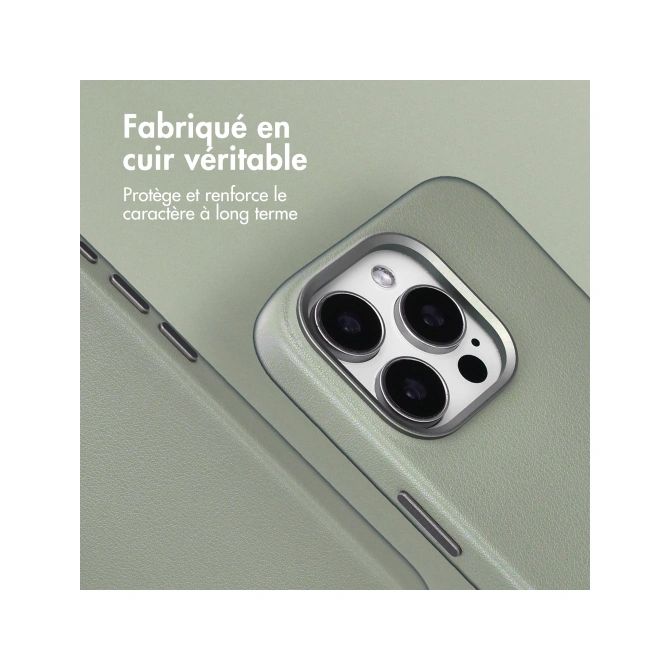 Accezz MagSafe Leather Backcover Apple iPhone 15 Pro - Light Grey
