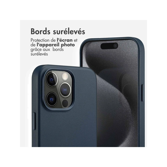 Accezz MagSafe Leather Backcover Apple iPhone 15 Pro Max - Nightfall Blue