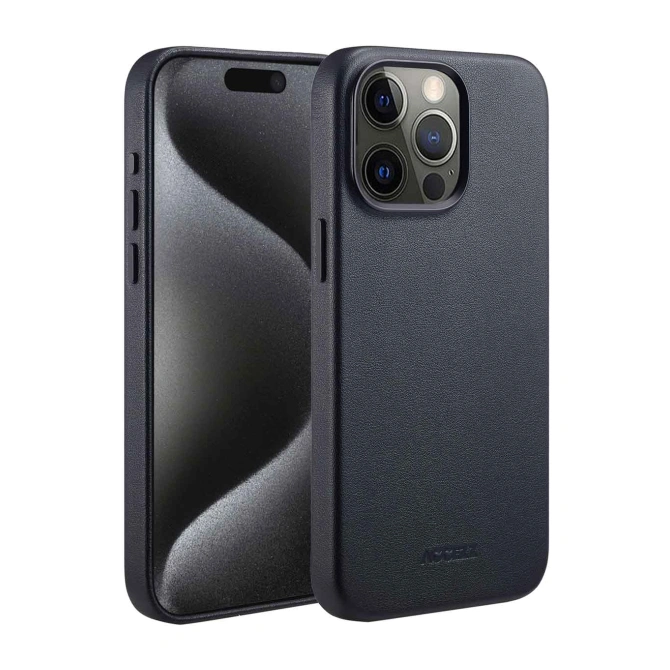 Accezz MagSafe Leather Backcover Apple iPhone 15 Pro Max - Onyx Black