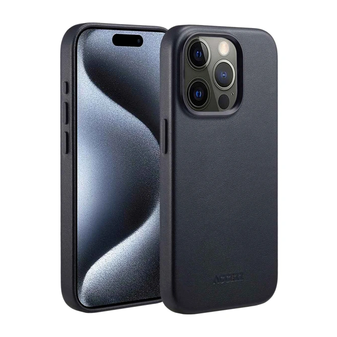 Accezz MagSafe Leather Backcover Apple iPhone 15 Pro - Onyx Black