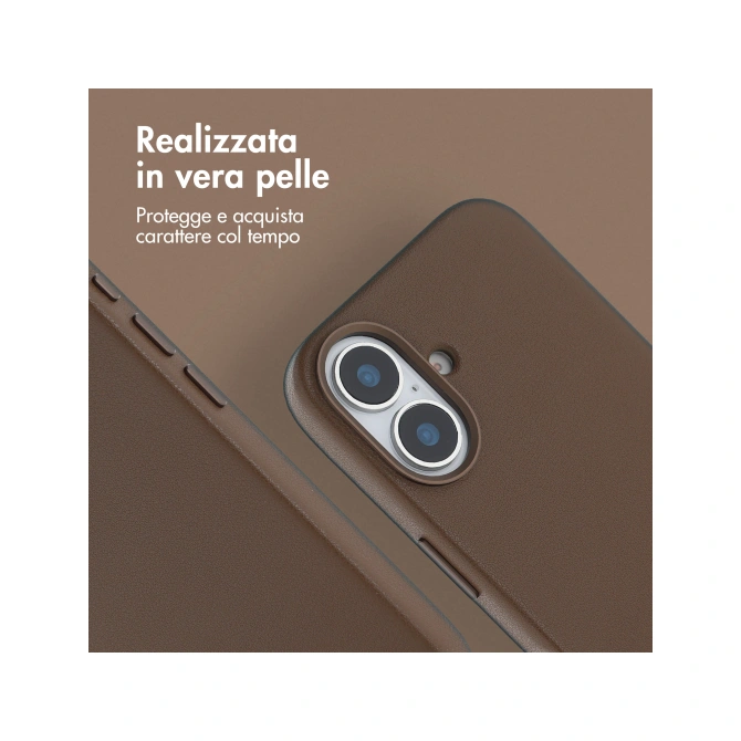 Accezz MagSafe Leather Backcover Apple iPhone 16 - Coffee Brown