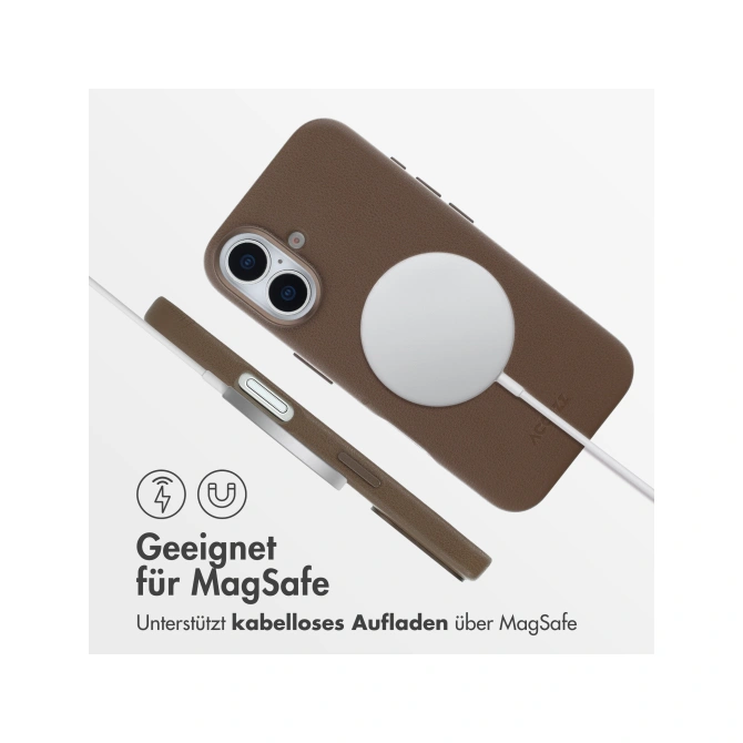 Accezz MagSafe Leather Backcover Apple iPhone 16 - Coffee Brown