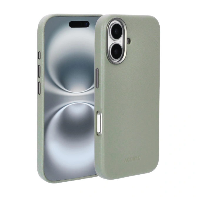 Accezz MagSafe Leather Backcover Apple iPhone 16 - Light Grey