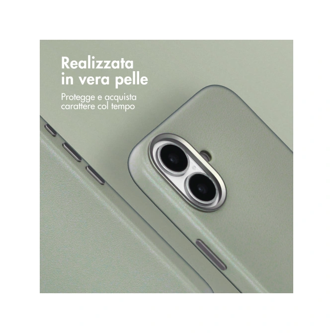 Accezz MagSafe Leather Backcover Apple iPhone 16 - Light Grey