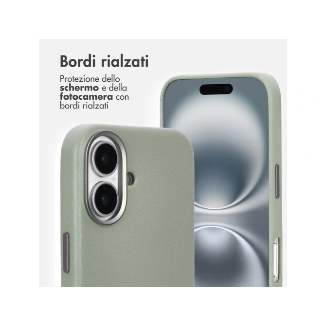 Accezz MagSafe Leather Backcover Apple iPhone 16 - Light Grey