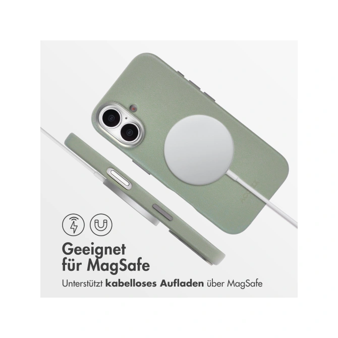 Accezz MagSafe Leather Backcover Apple iPhone 16 - Light Grey