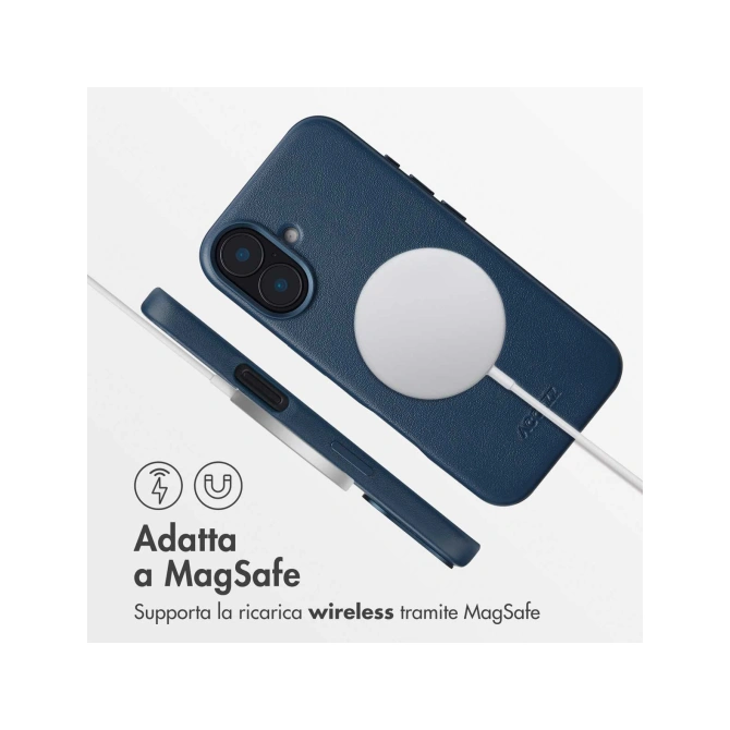 Accezz MagSafe Leather Backcover Apple iPhone 16 - Nightfall Blue