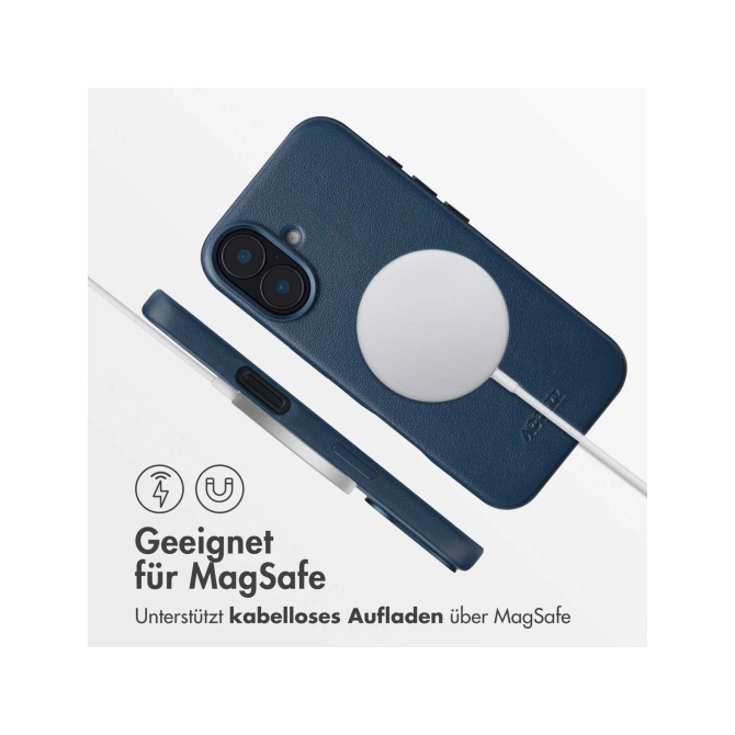 Accezz MagSafe Leather Backcover Apple iPhone 16 - Nightfall Blue