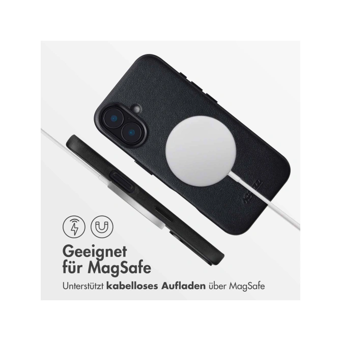 Accezz MagSafe Leather Backcover Apple iPhone 16 - Onyx Black