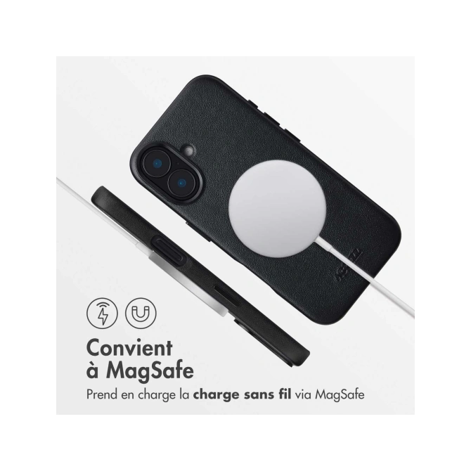 Accezz MagSafe Leather Backcover Apple iPhone 16 - Onyx Black