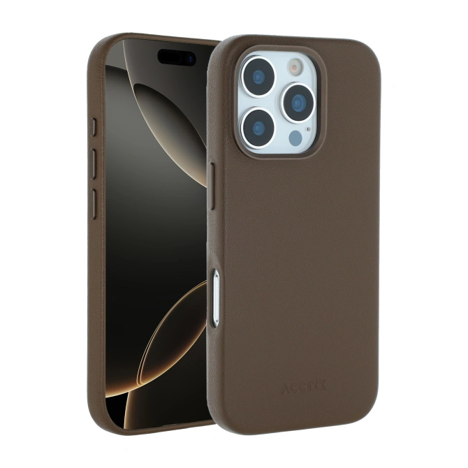 Accezz MagSafe Leather Backcover Apple iPhone 16 Pro - Coffee Brown