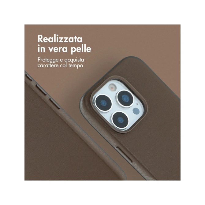 Accezz MagSafe Leather Backcover Apple iPhone 16 Pro - Coffee Brown