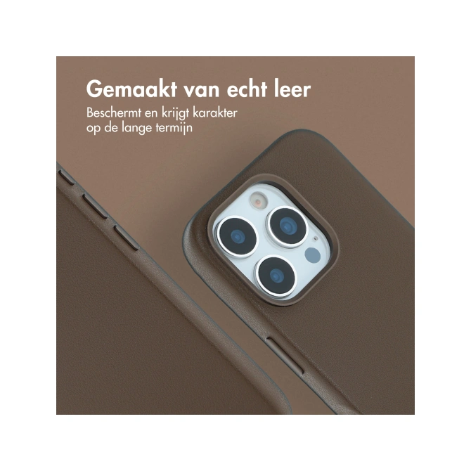 Accezz MagSafe Leather Backcover Apple iPhone 16 Pro - Coffee Brown