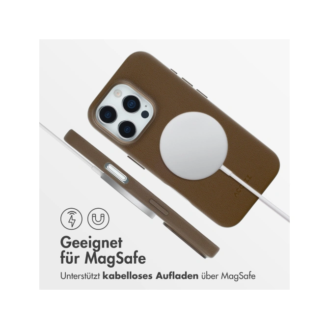 Accezz MagSafe Leather Backcover Apple iPhone 16 Pro - Coffee Brown