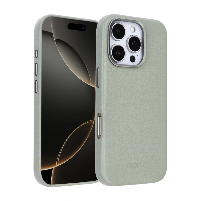 Accezz MagSafe Leather Backcover Apple iPhone 16 Pro - Light Grey