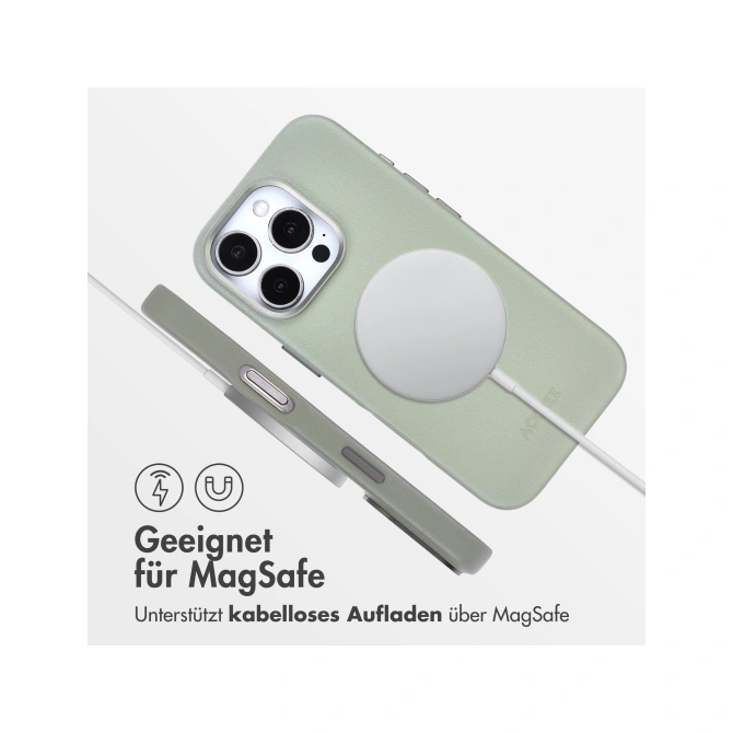 Accezz MagSafe Leather Backcover Apple iPhone 16 Pro - Light Grey