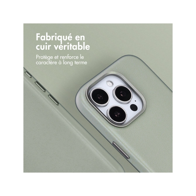 Accezz MagSafe Leather Backcover Apple iPhone 16 Pro - Light Grey
