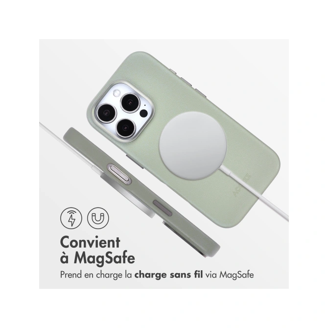 Accezz MagSafe Leather Backcover Apple iPhone 16 Pro - Light Grey