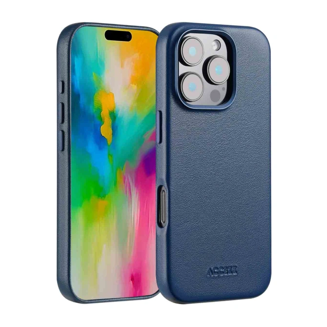 Accezz MagSafe Leather Backcover Apple iPhone 16 Pro - Nightfall Blue