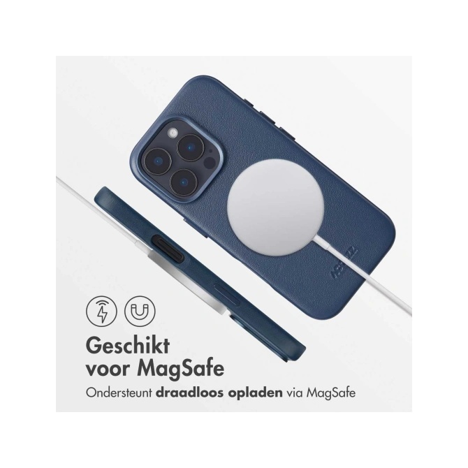 Accezz MagSafe Leather Backcover Apple iPhone 16 Pro - Nightfall Blue