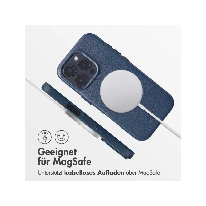 Accezz MagSafe Leather Backcover Apple iPhone 16 Pro - Nightfall Blue
